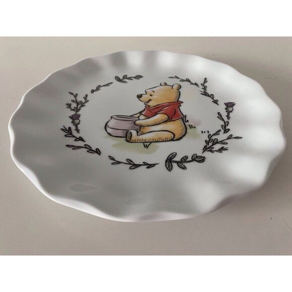 Set Of 2 Disney Winnie The Pooh Walk Along Scalloped Dinner Ceramic Plates NEW - Picture 10 of 13